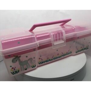 Unicorn Personalized Carrying Case‎ Plastic With Handle & Pink Tray Paper Rabbit